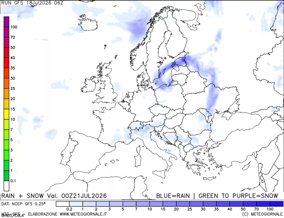 mappa Precipitazioni totali e nevose
