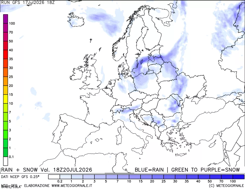mappa Precipitazioni totali e nevose