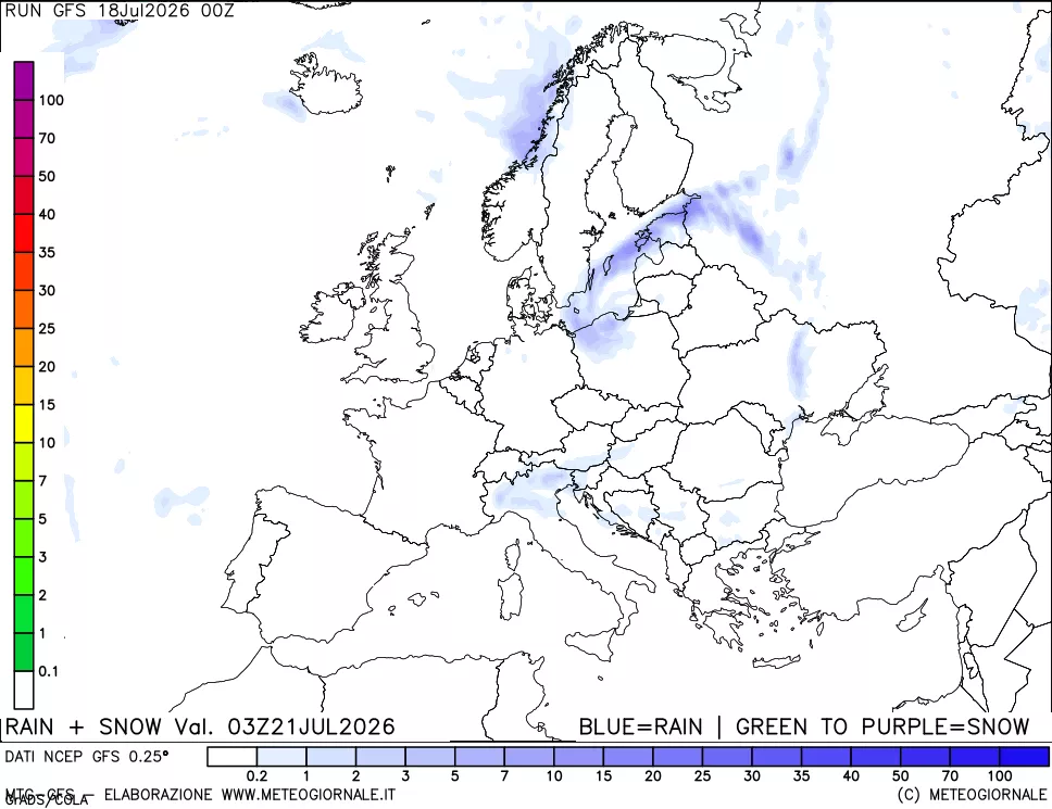 mappa Precipitazioni totali e nevose