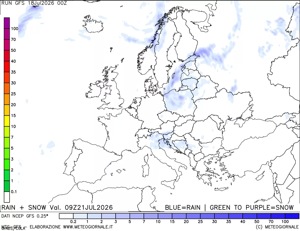 mappa Precipitazioni totali e nevose