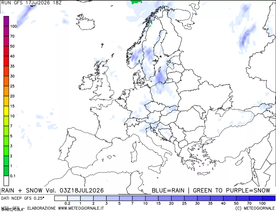 mappa Precipitazioni totali e nevose