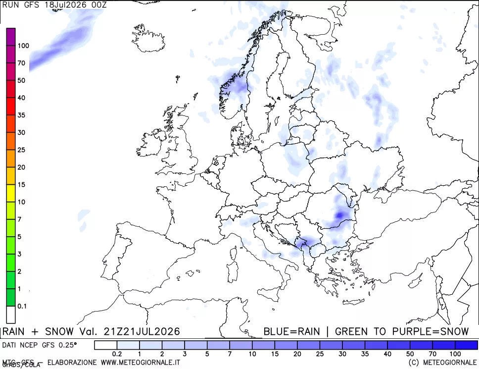 mappa Precipitazioni totali e nevose