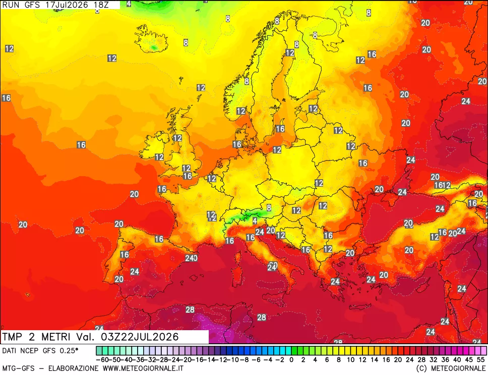 mappa Temp 2 metri