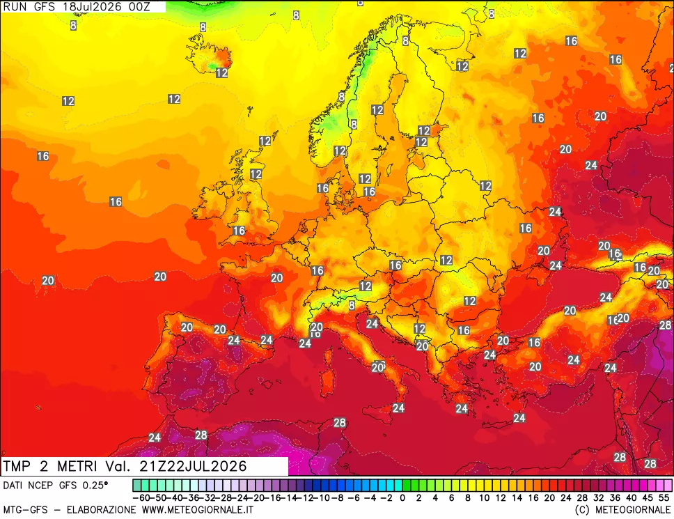 mappa Temp 2 metri