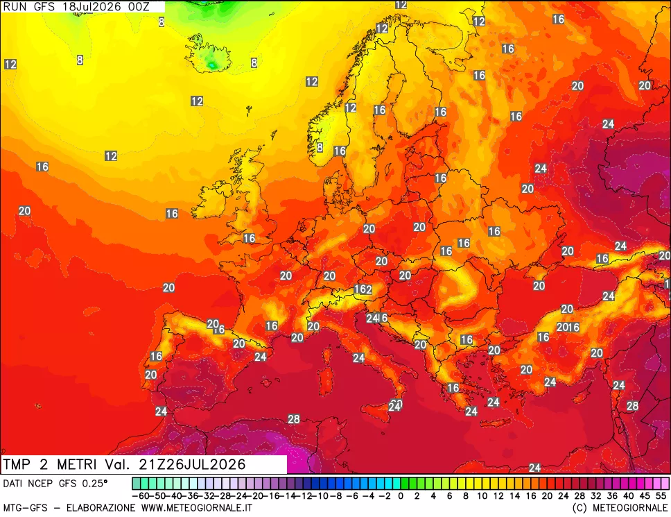 mappa Temp 2 metri