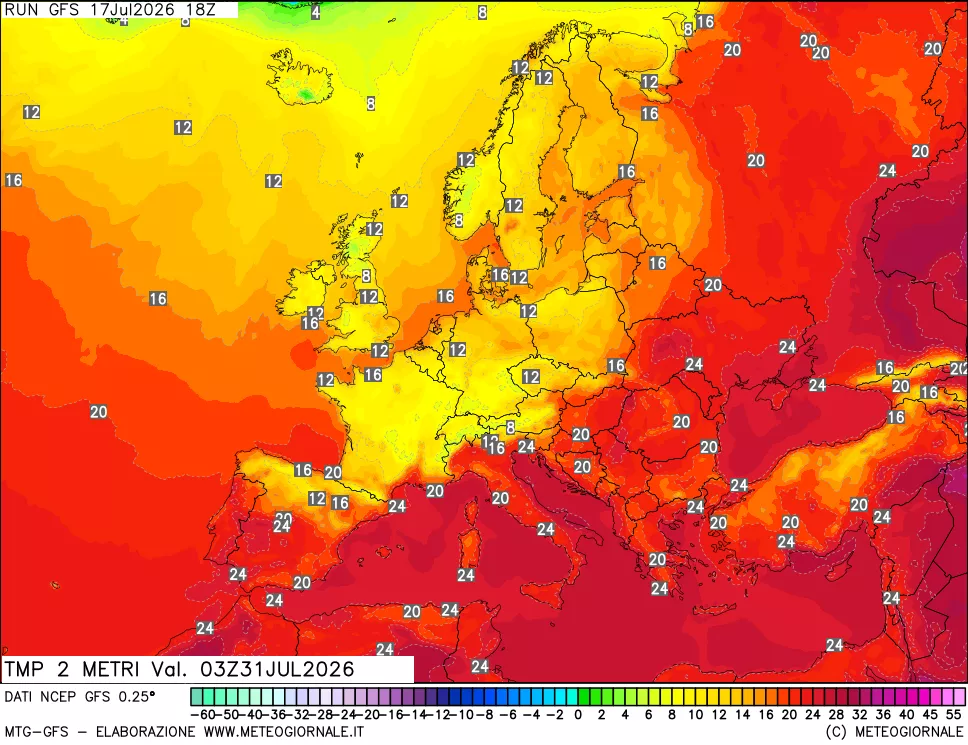 mappa Temp 2 metri