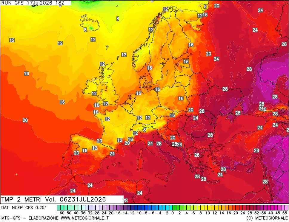 mappa Temp 2 metri