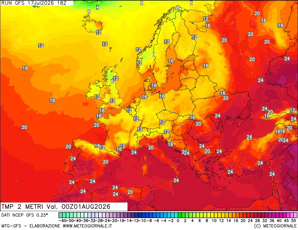 mappa Temp 2 metri