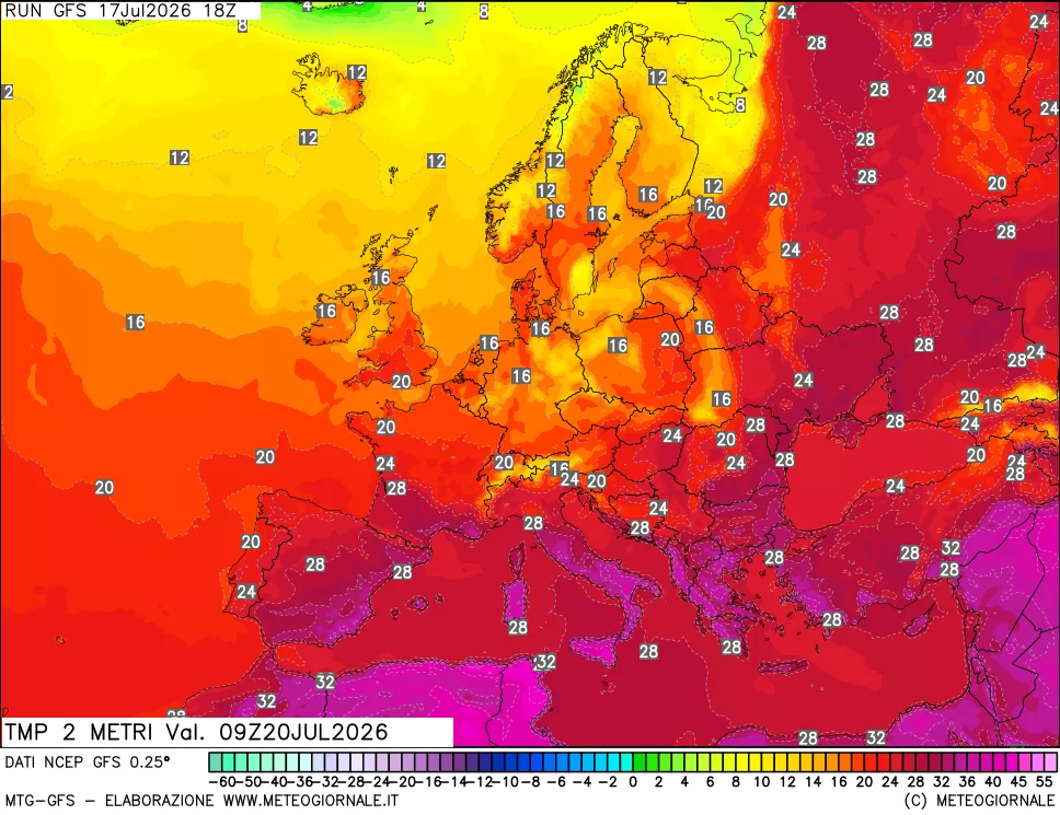 mappa Temp 2 metri