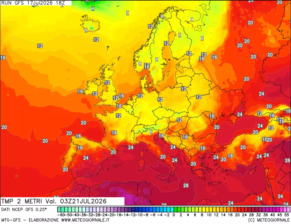 mappa Temp 2 metri