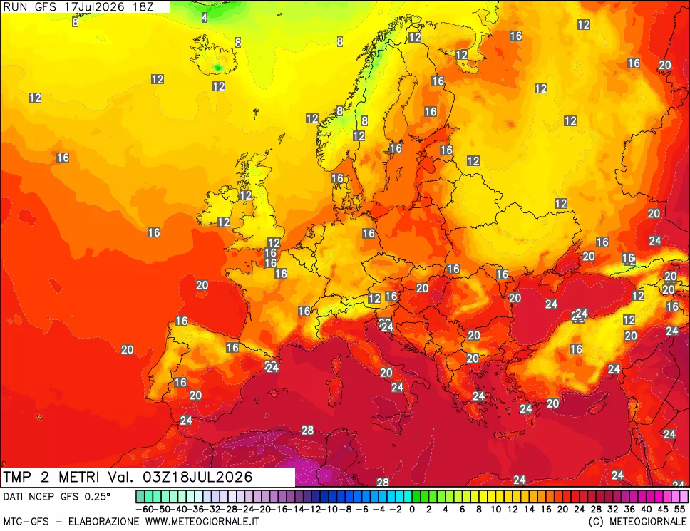 mappa Temp 2 metri
