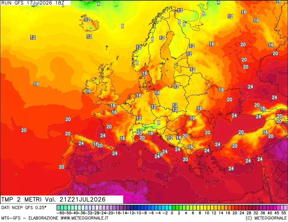 mappa Temp 2 metri