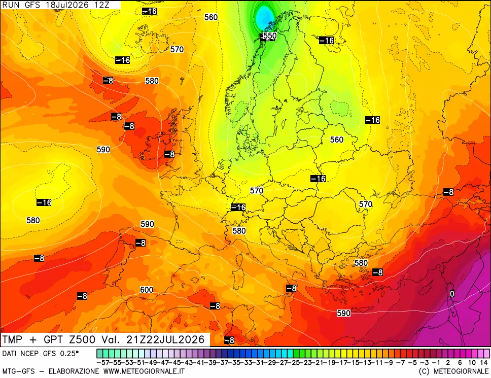 mappa 500 hPa Temp + GPT