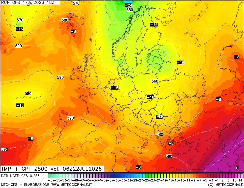 mappa 500 hPa Temp + GPT