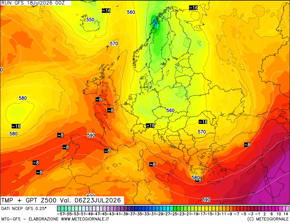 mappa 500 hPa Temp + GPT
