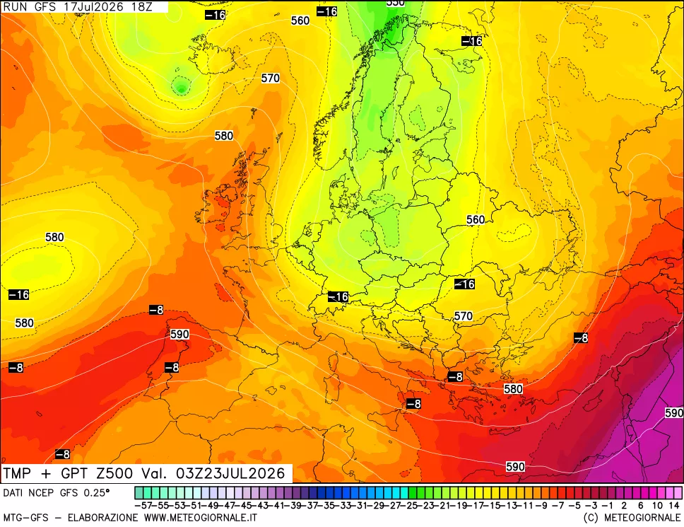mappa 500 hPa Temp + GPT