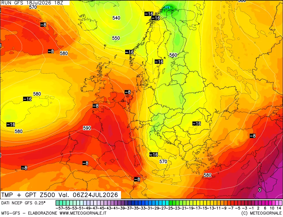 mappa 500 hPa Temp + GPT