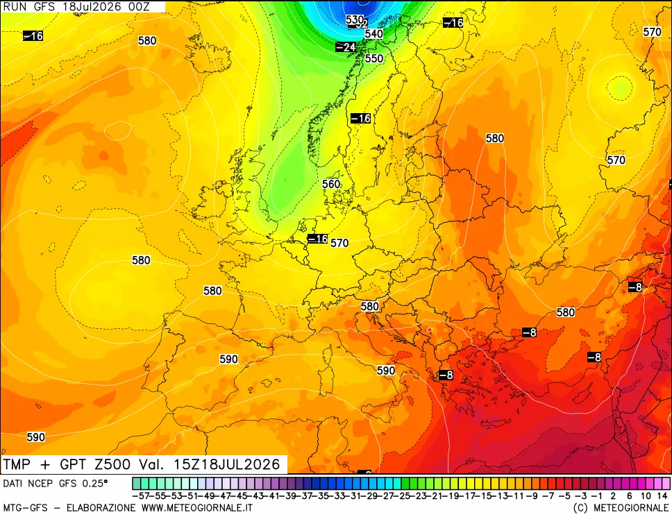 mappa 500 hPa Temp + GPT
