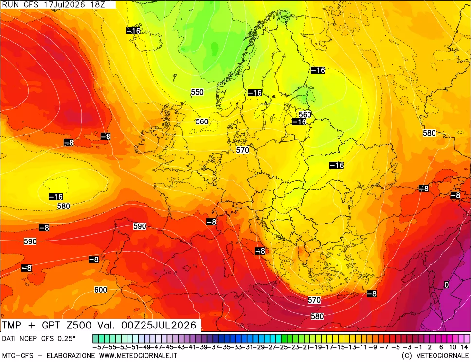 mappa 500 hPa Temp + GPT