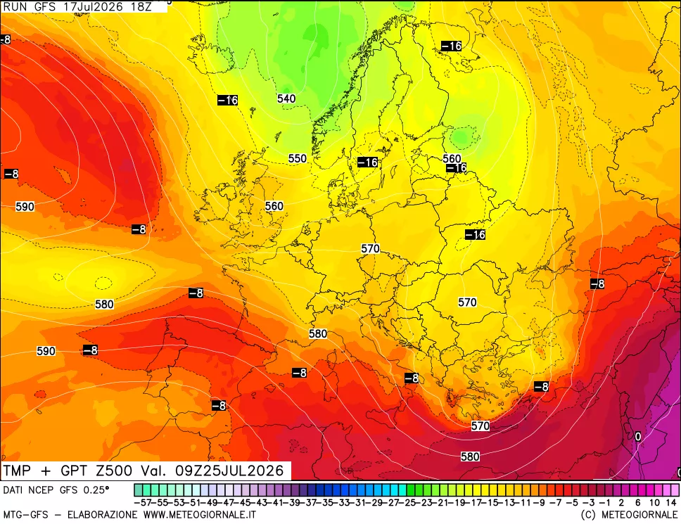 mappa 500 hPa Temp + GPT