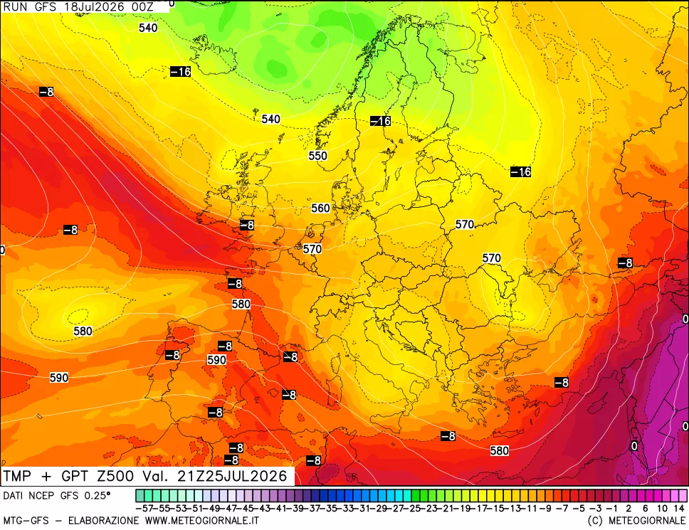 mappa 500 hPa Temp + GPT