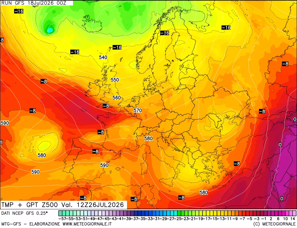 mappa 500 hPa Temp + GPT