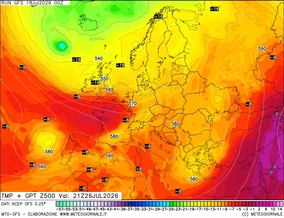 mappa 500 hPa Temp + GPT