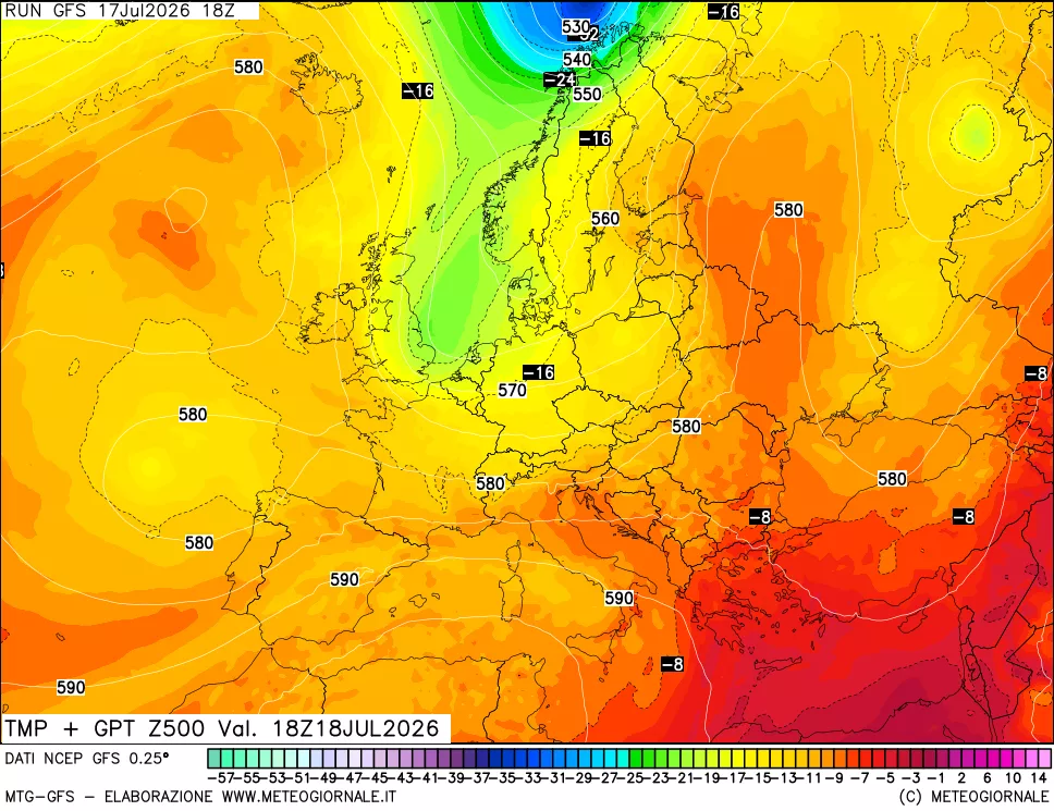 mappa 500 hPa Temp + GPT