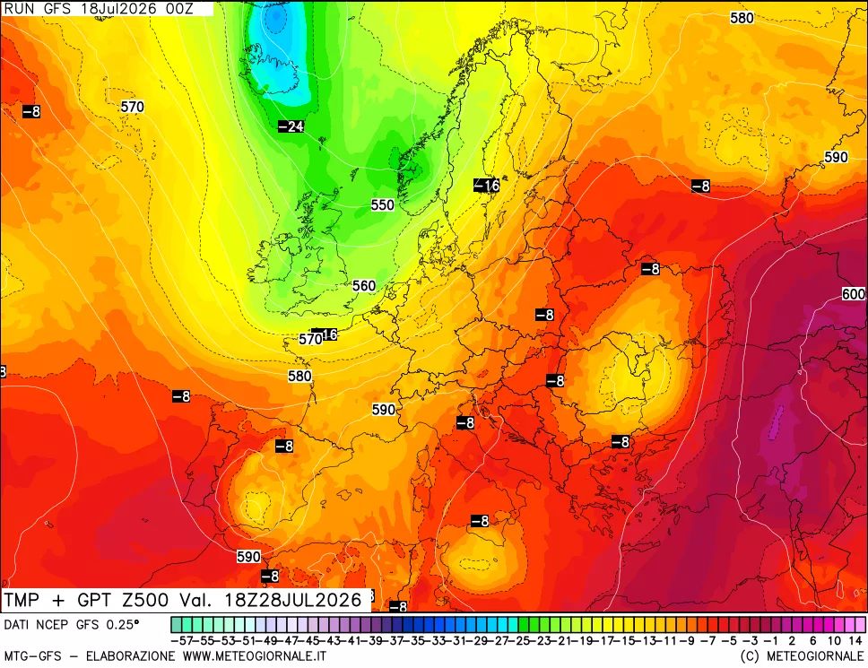 mappa 500 hPa Temp + GPT