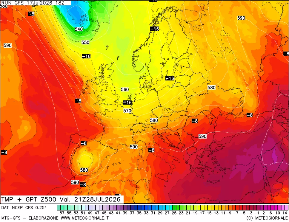 mappa 500 hPa Temp + GPT