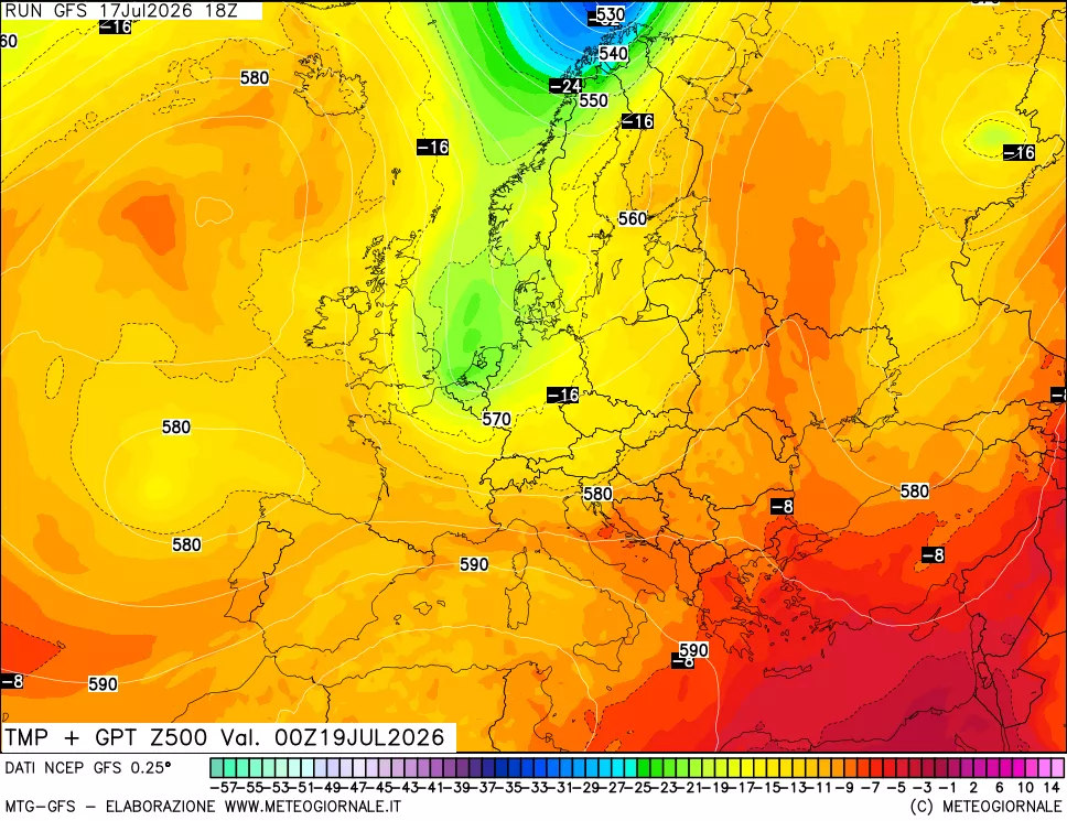 mappa 500 hPa Temp + GPT