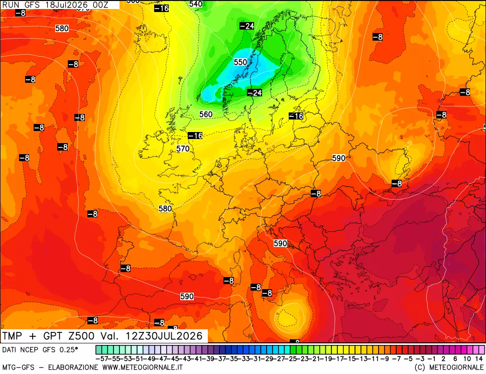 mappa 500 hPa Temp + GPT