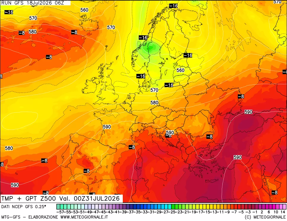 mappa 500 hPa Temp + GPT