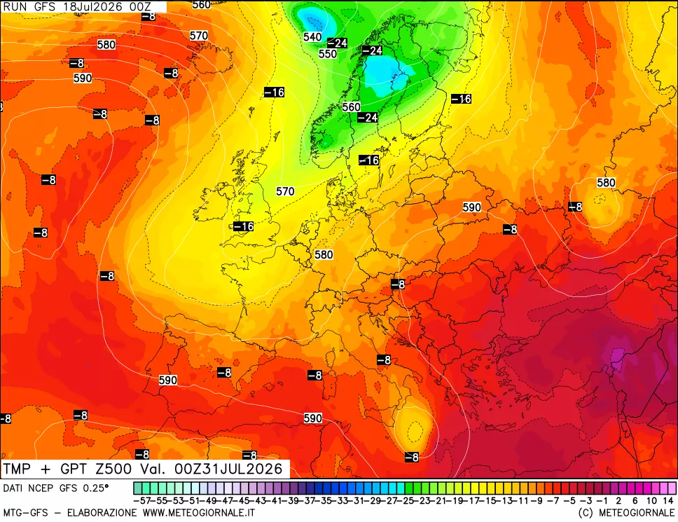 mappa 500 hPa Temp + GPT