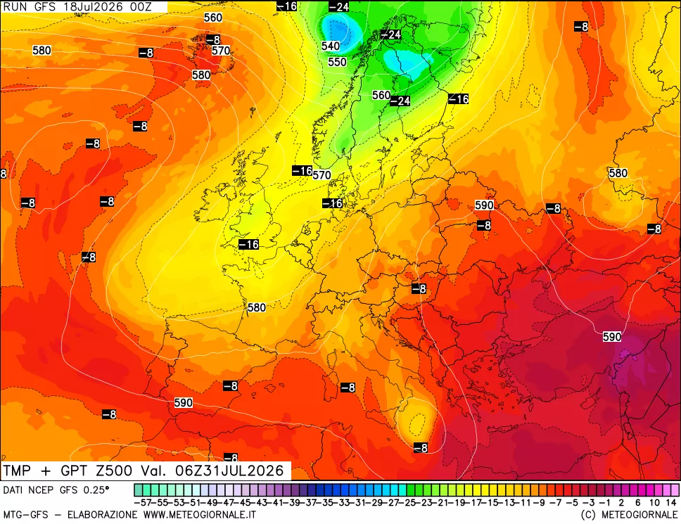 mappa 500 hPa Temp + GPT