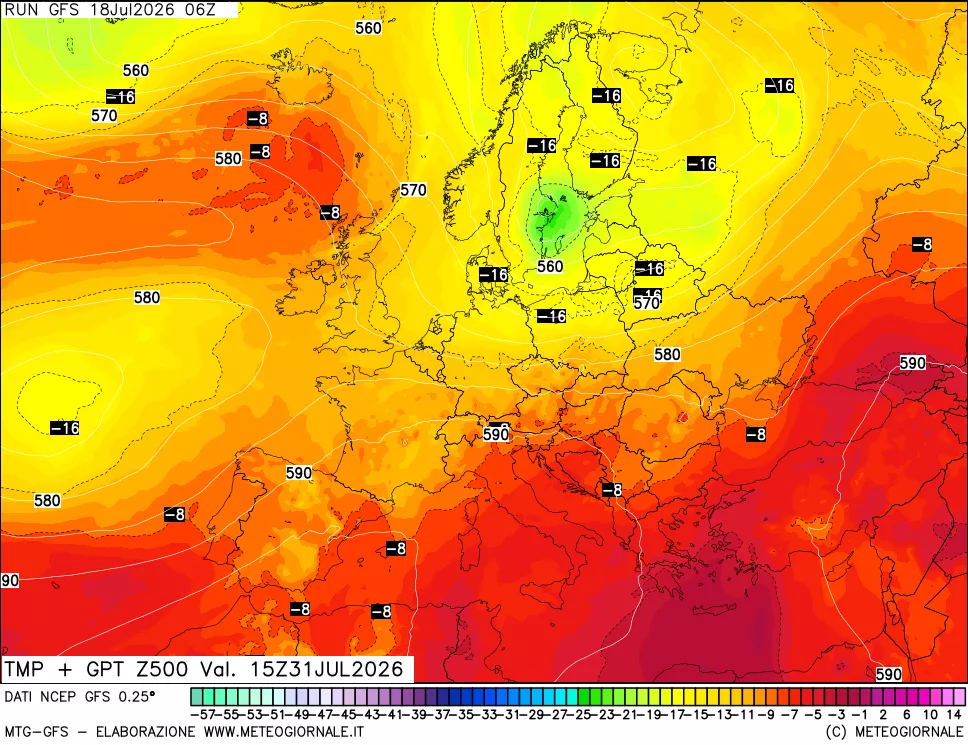 mappa 500 hPa Temp + GPT