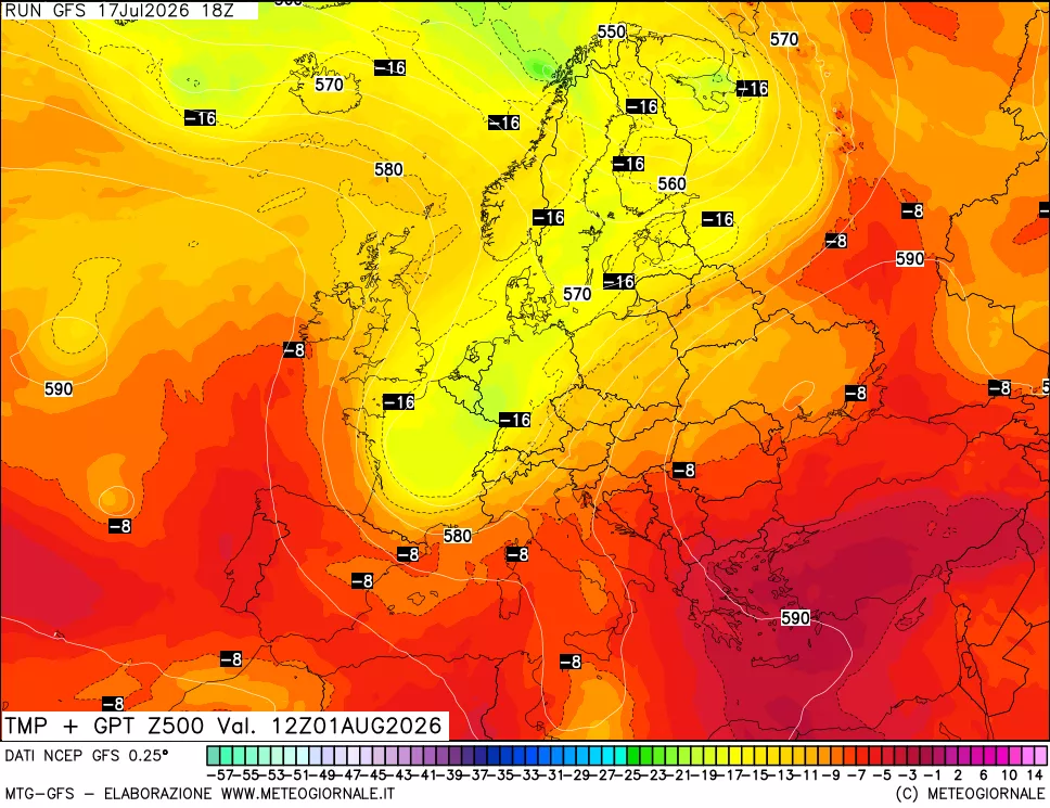 mappa 500 hPa Temp + GPT