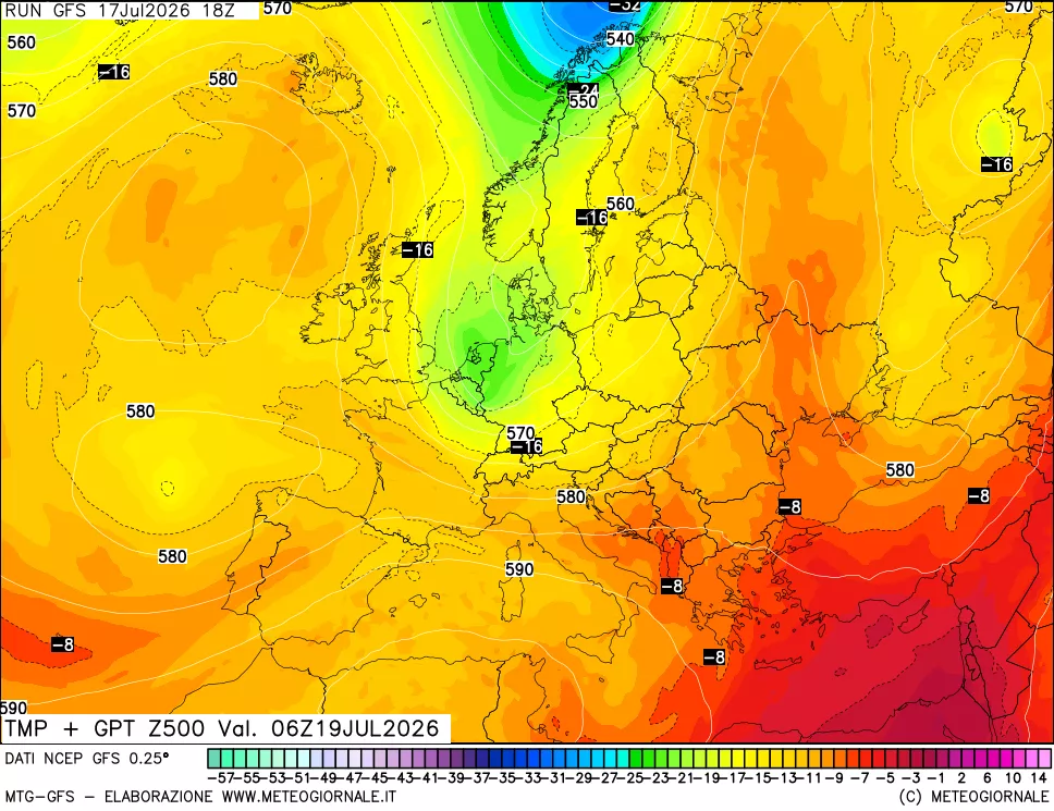 mappa 500 hPa Temp + GPT