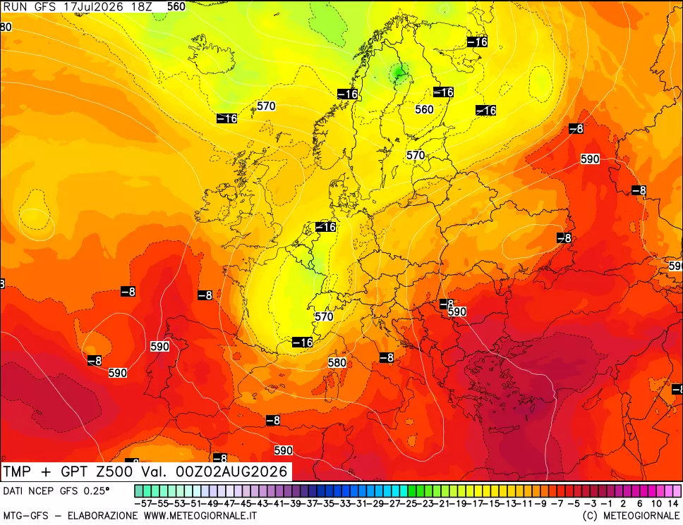 mappa 500 hPa Temp + GPT