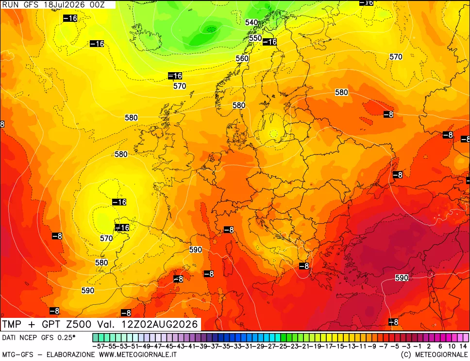 mappa 500 hPa Temp + GPT