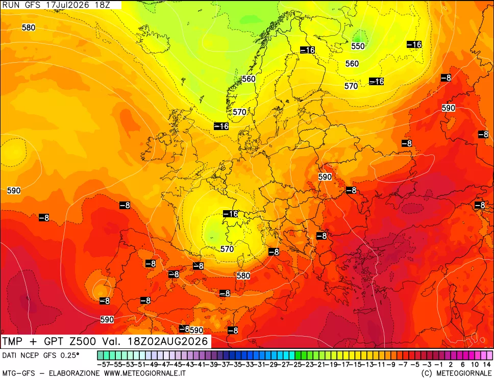 mappa 500 hPa Temp + GPT