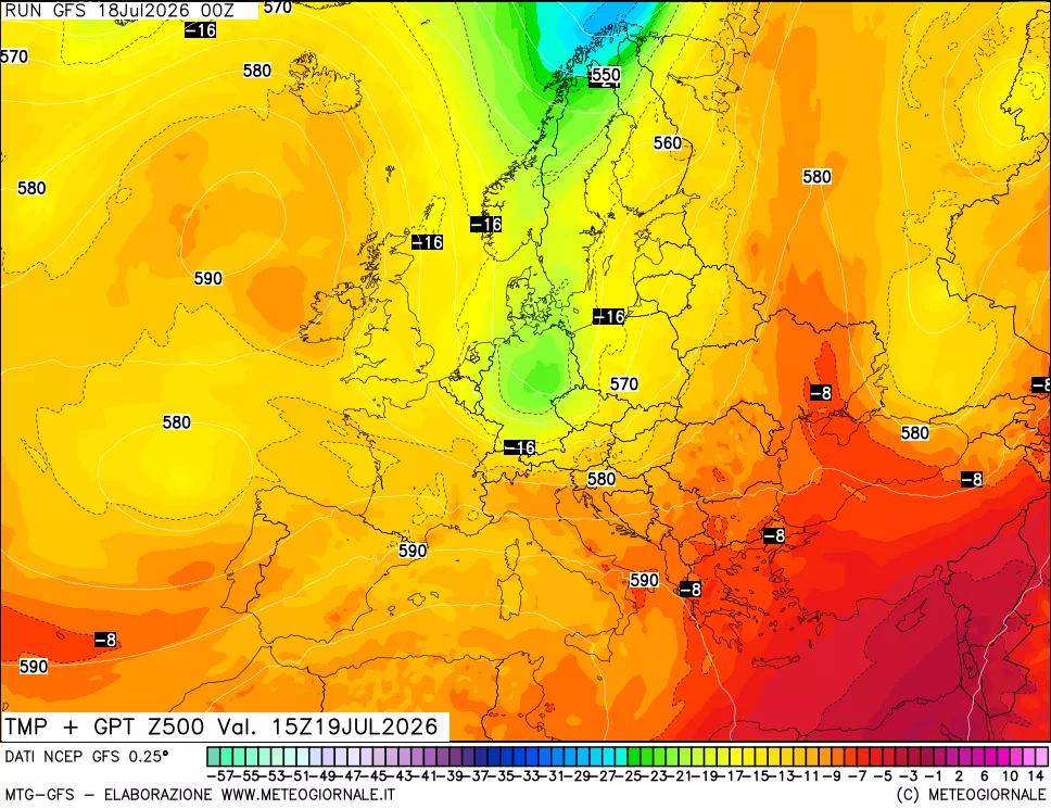 mappa 500 hPa Temp + GPT