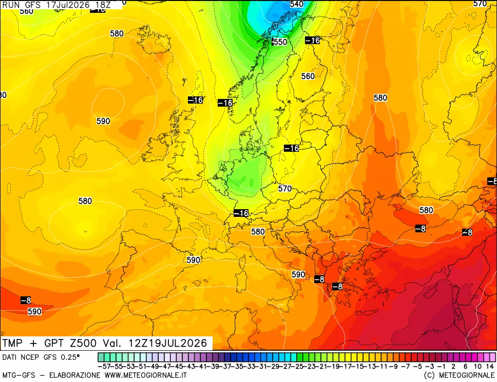mappa 500 hPa Temp + GPT