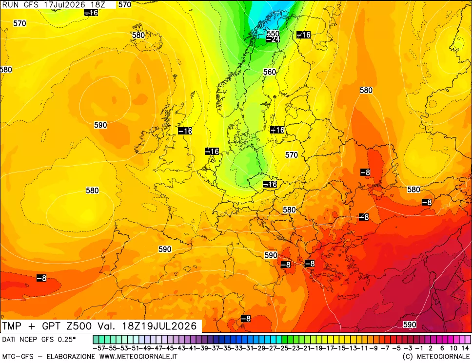 mappa 500 hPa Temp + GPT
