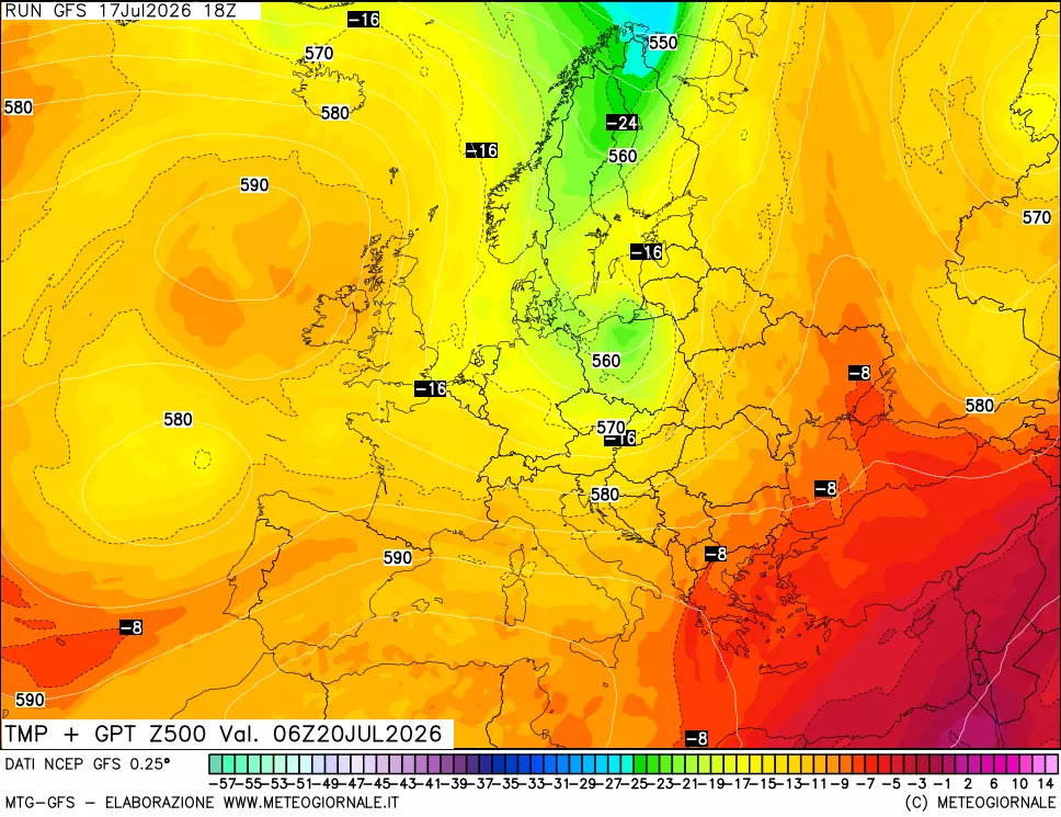 mappa 500 hPa Temp + GPT