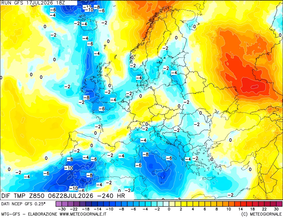 mappa 850 hPA Dif. Temp - Init