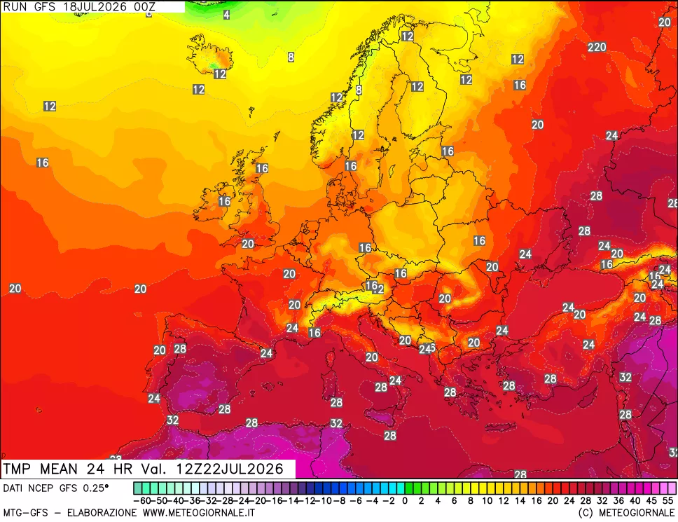 mappa Temperatura media 24 ore