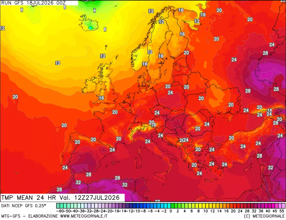 mappa Temperatura media 24 ore