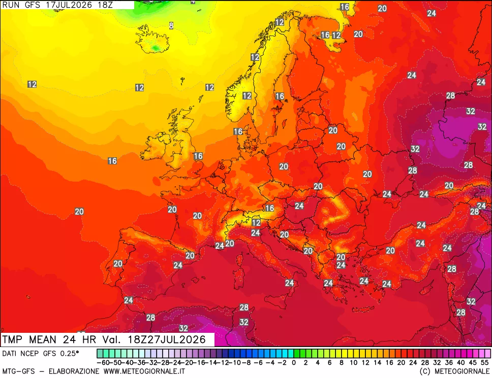 mappa Temperatura media 24 ore