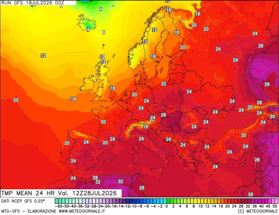 mappa Temperatura media 24 ore